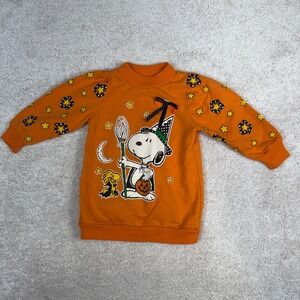 Vintage Snoopy Halloween Sweatshirt Orange Wizard 3T Made in USA Peanuts